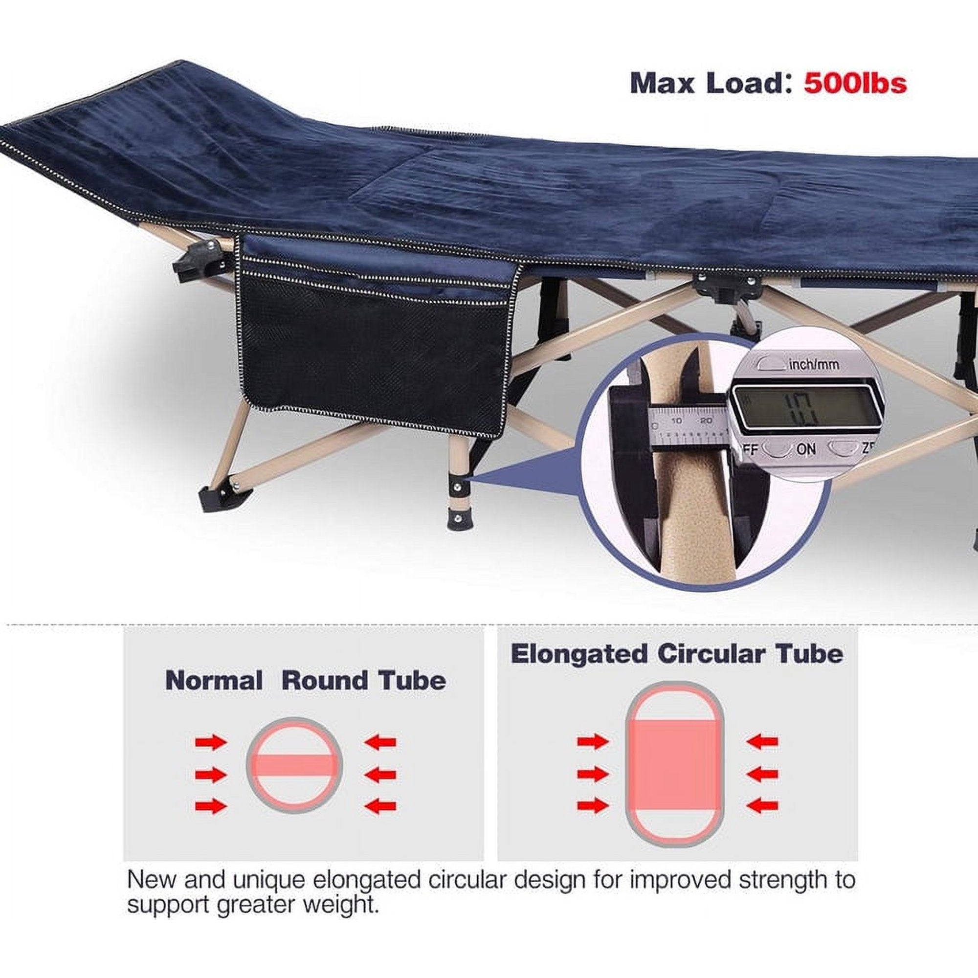 Portable Folding Camping Cot Bed with 2 Sided Mattress & Pillow, Adjustable 5-Position Folding Lounge Chair, Folding Rollaway Guest Bed