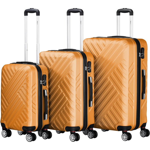 3 Piece Luggage Set | Orange | ABS Hard Shell Suitcase Set with Combination Lock | 4 Double Wheels and Inner partition | Suitcases with Wheels | Lightweight Luggage Set | Travel Luggage Set