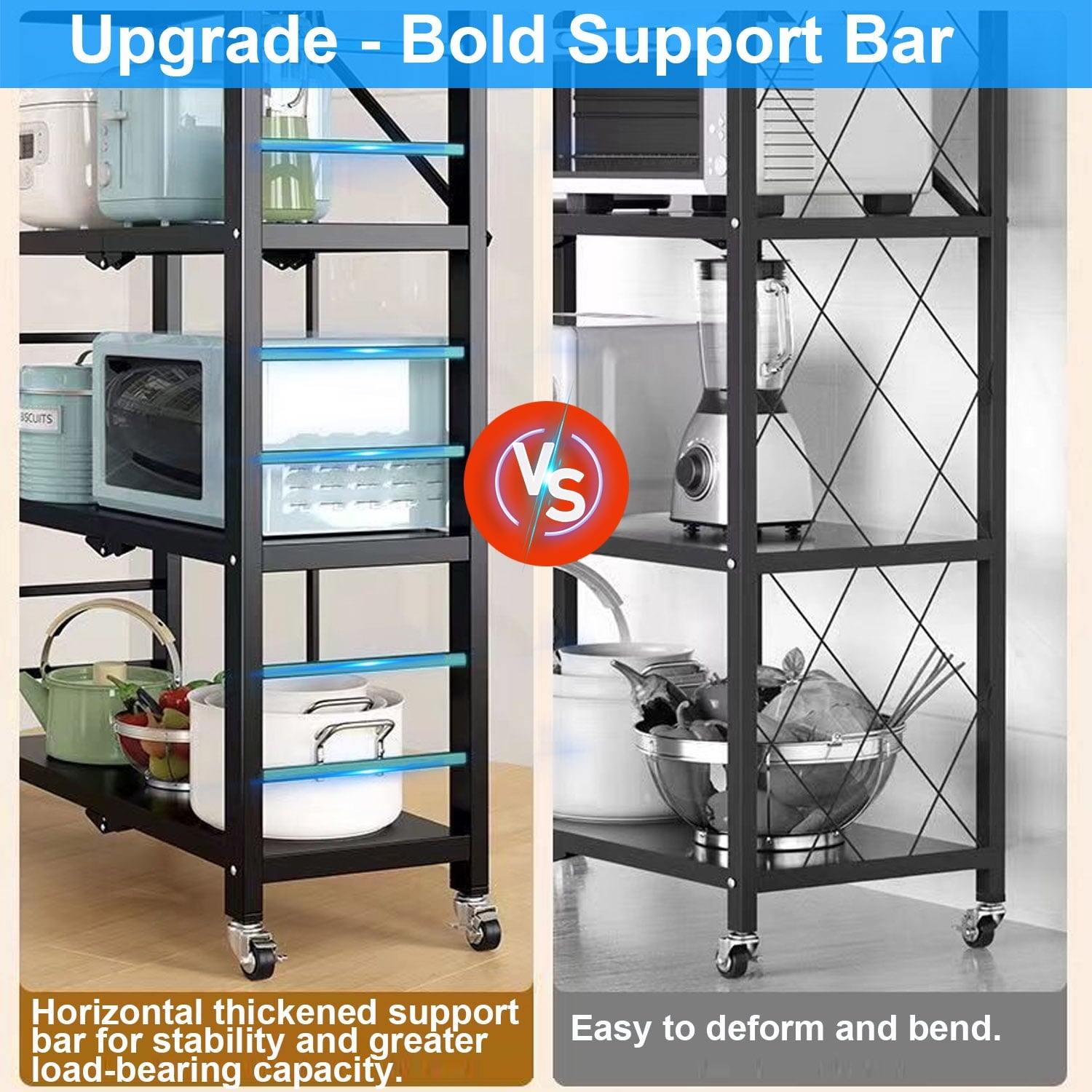 4-Tier Storage Shelving Unit, Foldable Storage Shelves Wire Shelving Unit Adjsutable Shelf Heavy Metal Shelf, 250lbs Capacity Free Standing Racks Organization