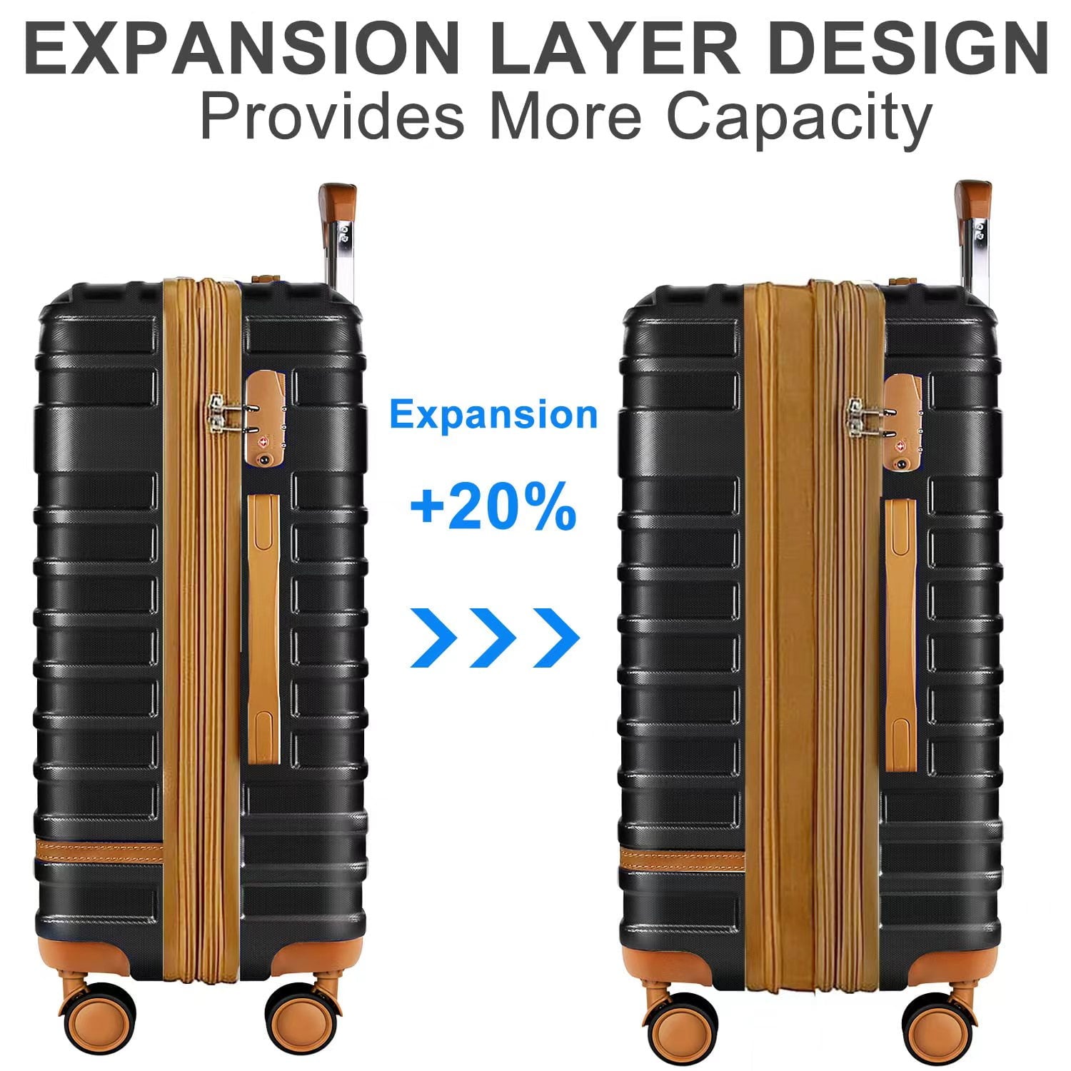 Musment Carry on Luggage, 20 in Carry-on Suitcase with Spinner Wheels，Hardside Expandable Luggage 3PCS Set with TSA Lock