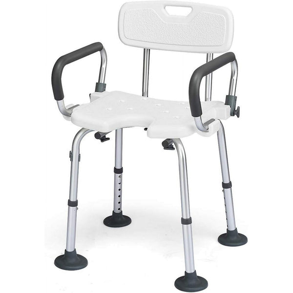 Adjustable Shower Chair, Shower Seat with Back and Padded Handles, Bath Chair for Seniors, Elderly, Disabled, Handicap and Injured, 350 lb Capacity