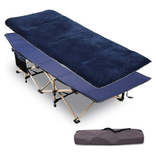 Extra Wide Folding Camping Cot with Thick Mattress, 500LBS Capacity, Heavy Duty Outdoor Bed with Carry Bag Removable Pillow - Perfect for Adults, Home Office Nap, Travel, Beach, and Camping Adventure