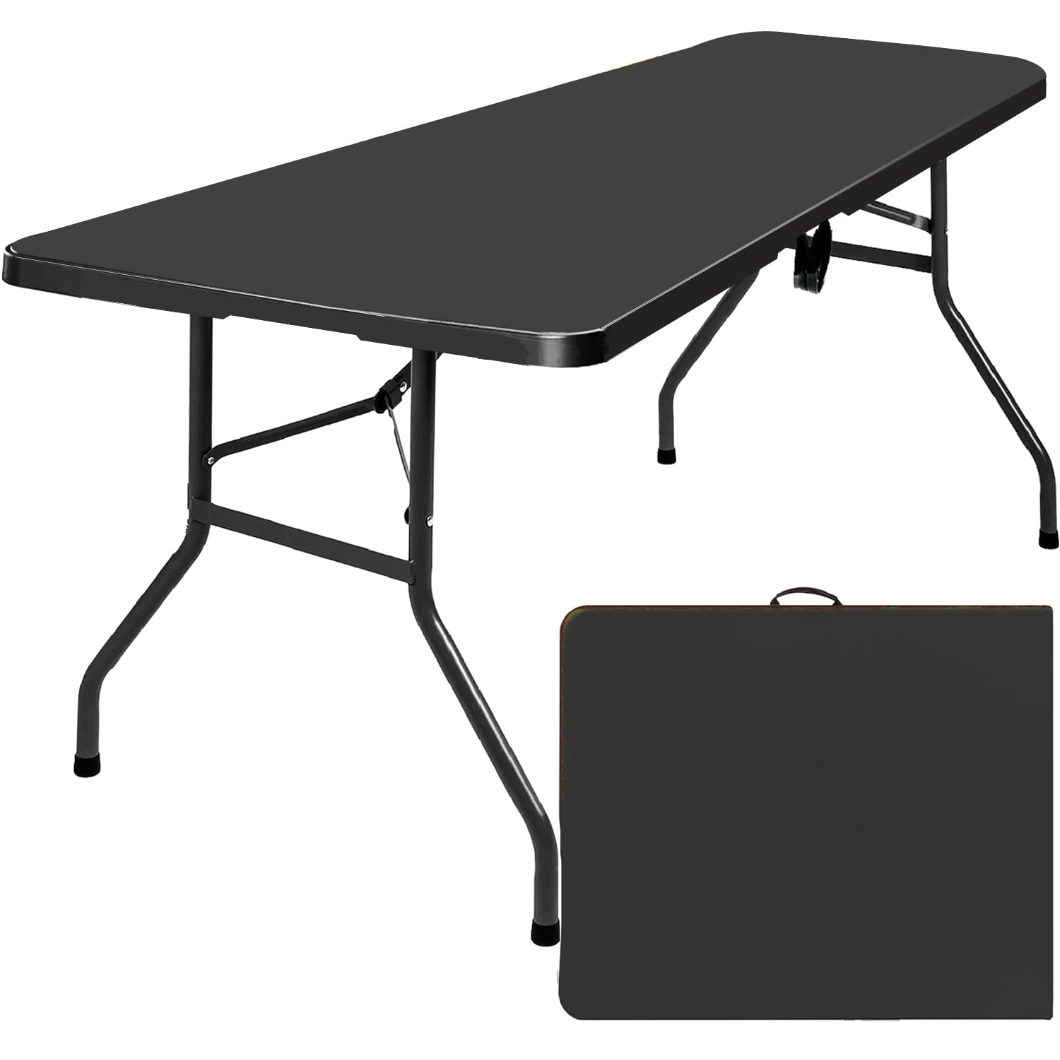 Musment Folding Table 6ft Plastic Folding Outdoor Table, Black