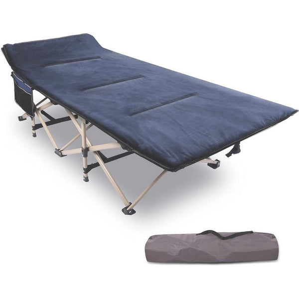 Portable Folding Camping Cot Bed with 2 Sided Mattress & Pillow, Adjustable 5-Position Folding Lounge Chair, Folding Rollaway Guest Bed