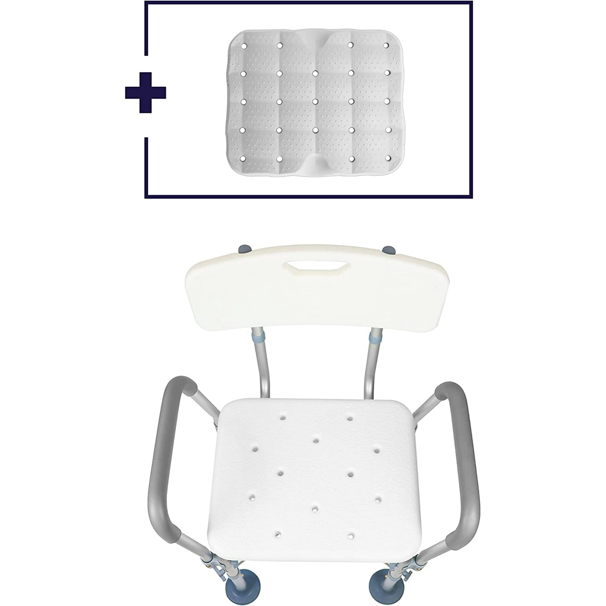 Bath Shower Stool Adjustable Height Aluminium Shower Chair for Compact Bathing Showers and Tubs Safety, White