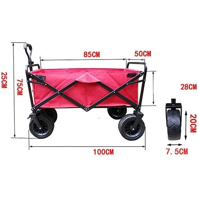 Folding Wagon Cart, 350lbs Large Capacity Extender Heavy Duty Portable Wagon Cart with Opened Tailgate,Utility Cart with All-Terrain Wheels for Grocery,Garden, Beach,Shopping, Camping, Outdoor