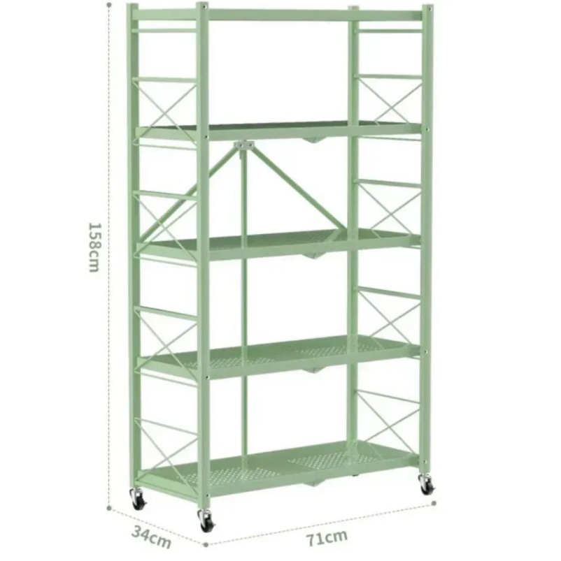 Kitchen Storage Rack Foldable Display Shelf with Wheels