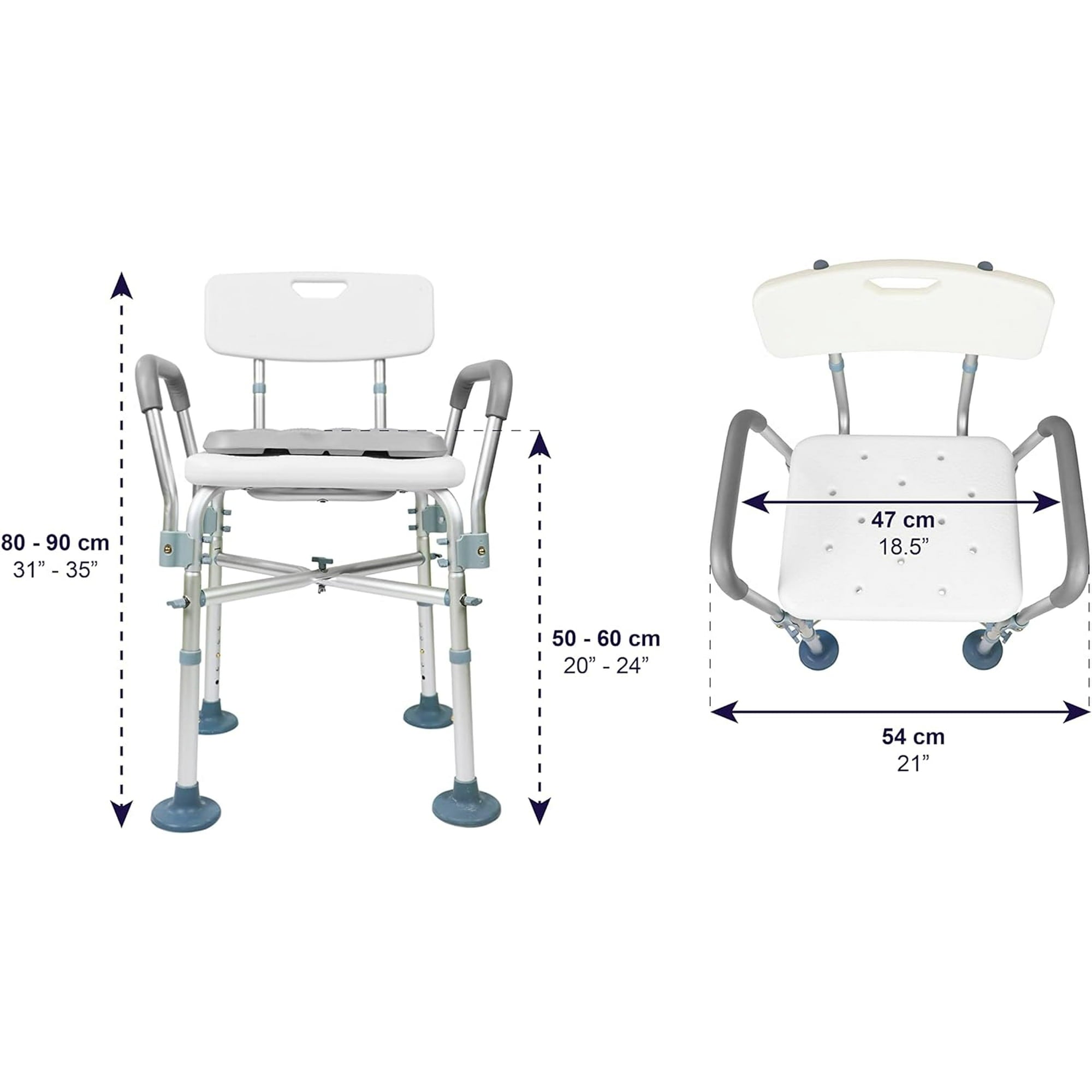 Shower Chair for Inside Shower, 550LBs Heavy Duty Bath Chair with Arms, Medical Shower Seat, Bath Stool Saftey Shower Bench with Reinforced Crossing Bar for Elderly, Adults, Disabled