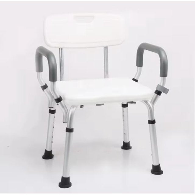 Shower Chair Bath Chair with Back and Shower Grab Bar, Shower Stool Height Adjustable and Reinforced Crossing Bar , Supports up to 500 lbs